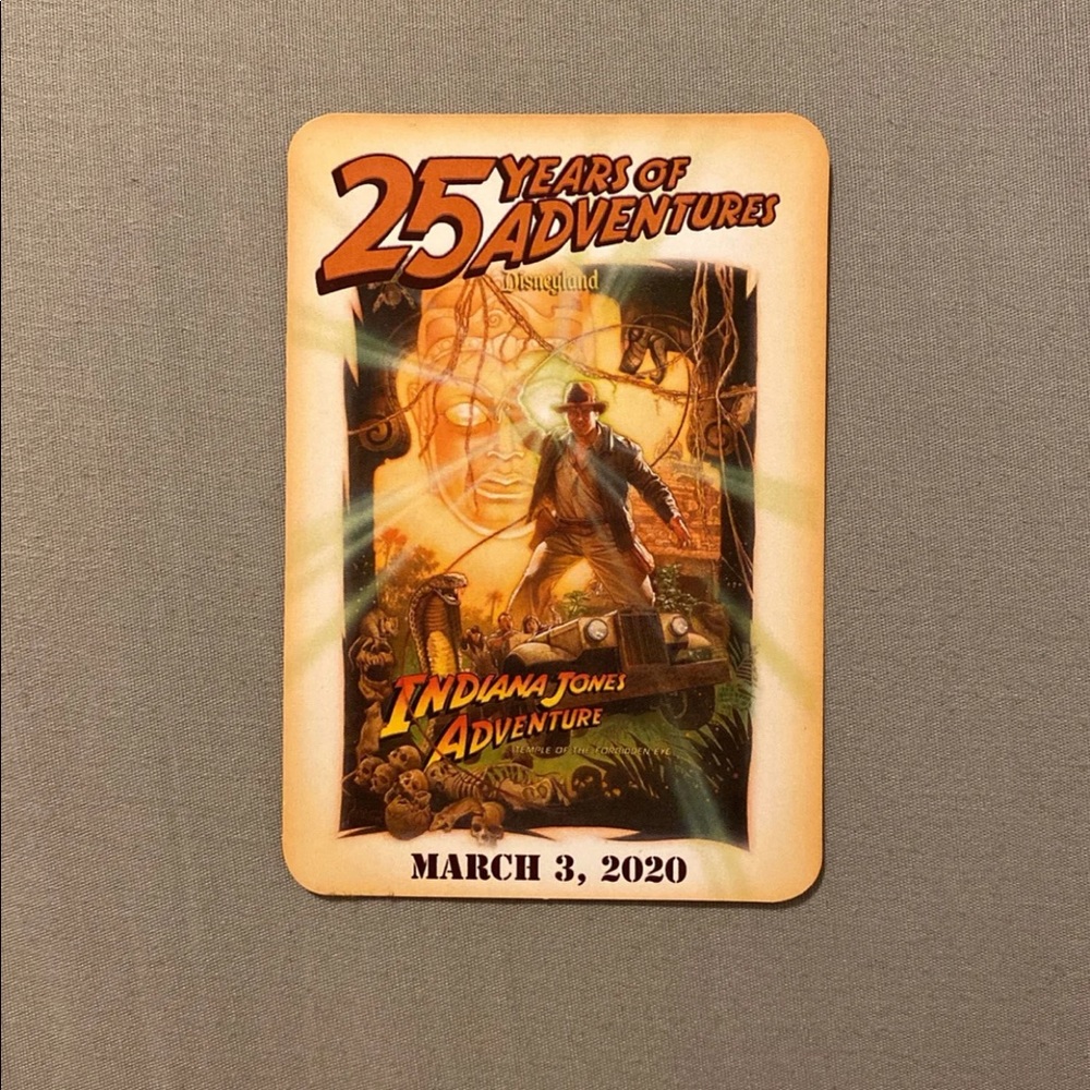 Disneyland Indiana Jones 25th anniversary card